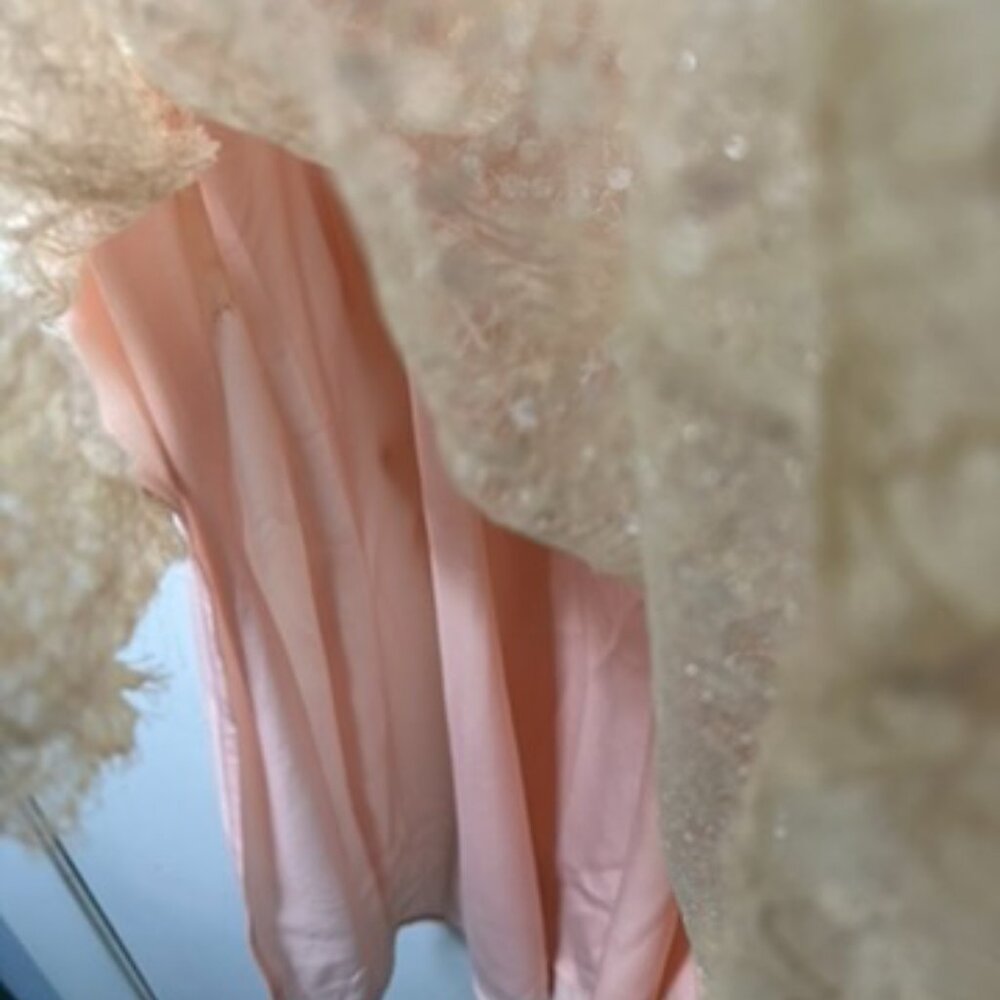 EUC En Elly Anthropologie Pink Sequined Slip Dress w/Cream Lace Trim Size S - Picture 10 of 10